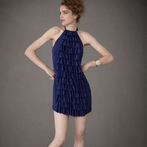 BHLDN Anthropologie Blue Silk RUFFLED RACERBACK